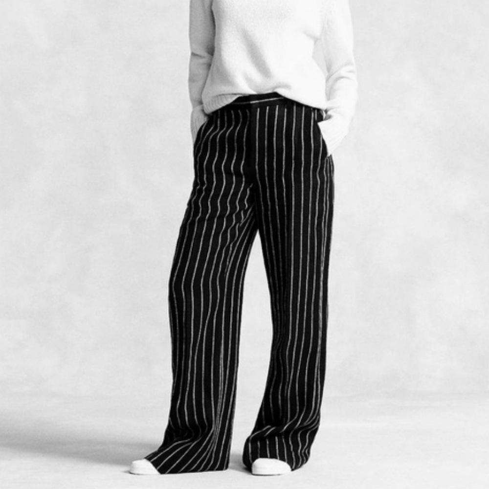 Lauren Ralph Lauren Petite Camaron Black and White Striped Pants. 10P